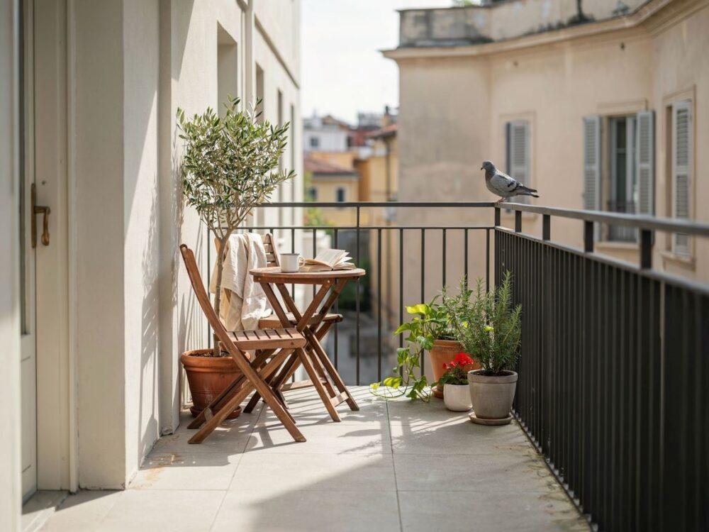 balkon z oświetleniem LED